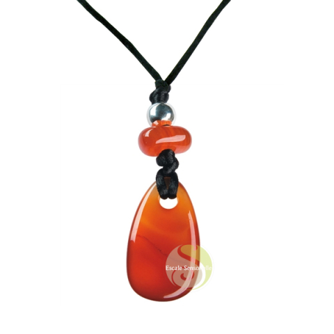 Pendentif pierre de vertu minérale cornaline avec cordon réglable
