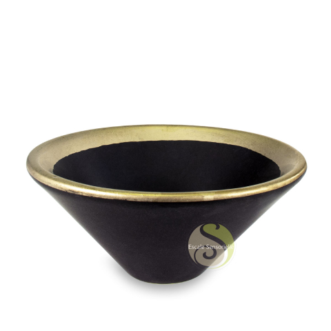 Brûleur d'encens en céramique noir et or pour encens en grains ou cône