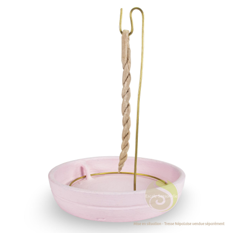 Support cordelette népalaise céramique rose