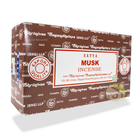 Musk Satya indien parfum boisé épicé propice à l'érotisme boite 12x15g