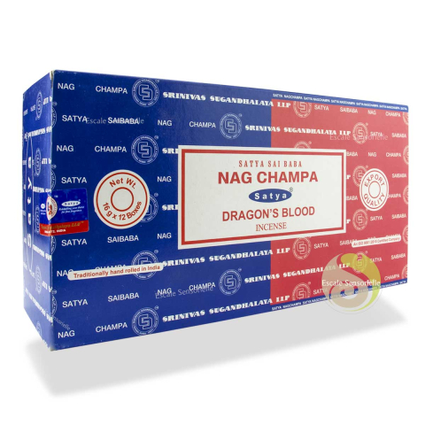 Combo dragon's blood & Nag champa Satya boite d'encens 12 x 16g purifie et protège contre le mal