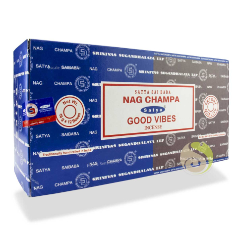 Combo good vibes & Nag champa Satya boite de 12 x 16g
