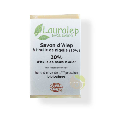 Savon d'Alep Nigelle 20% de laurier Lauralep savon bio écocert anti-inflammatoire