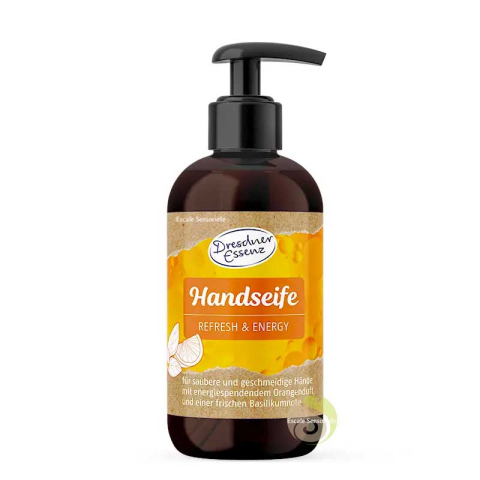 Savon mains liquide orange basilic refresh and energy Dresdner Essenz