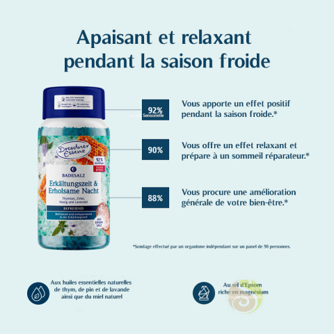 Sel de bain "Pour une nuit reposante" au sel d'epsom pot de 600g