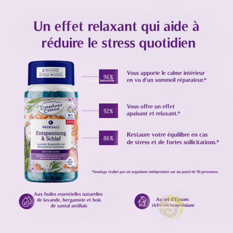 Sel de bain "Détente et sommeil" au sel d'epsom pot de 600g