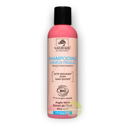 Shampooing cheveux fragiles bio Naturado sans sulfate nettoie et hydrate