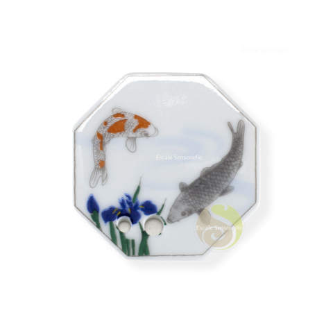 Support d'encens carpe koï Shoyeido porcelaine japonaise
