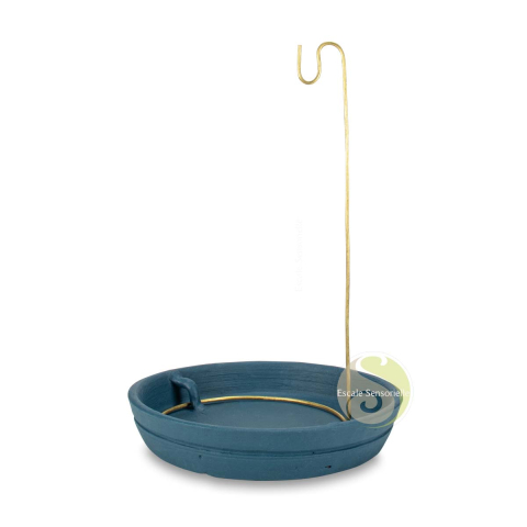 Support cordelette bleu canard en céramique pour tresses tibétaines 