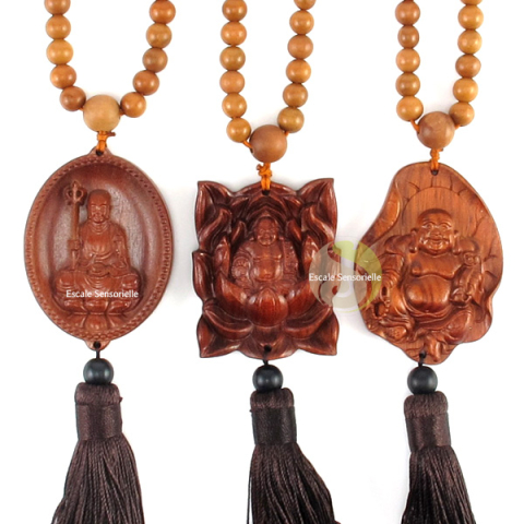 Suspension chapelet perle de bois 