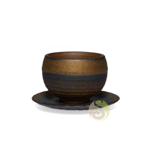 Tasse et soucoupe en céramique couleur dorée 80 ml