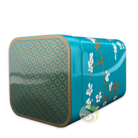 Boite métallique à thé  japan turquoise