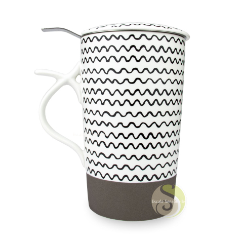 Tisanière benne onde céramique anse ergonomique filtre inox