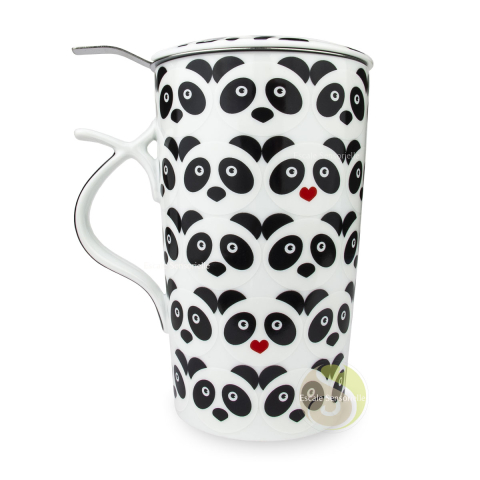 Tisanière filtre inox 3 pièces panda céramique