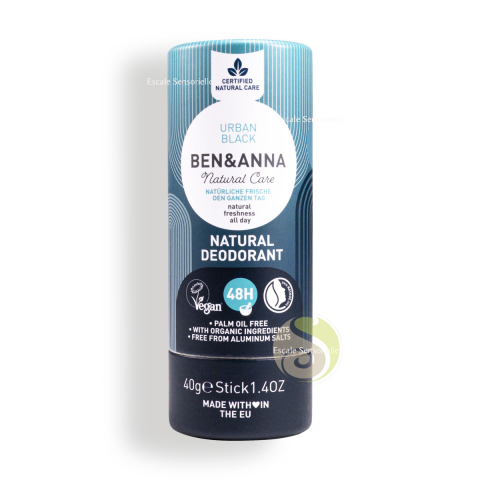 Déodorant bio stick tube urban black Ben & Anna certifié natrue et vegan 100% naturel