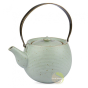 Théière céramique anse en métal doré patiné 700ml vert pastel