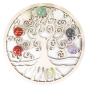 Plateau bois 7 chakras arbre de vie pierres naturelles minérales 