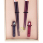 Baguette avec support en bois naturel sakura argent et or 