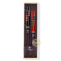 Baguettes japonaises bois naturel rouge & noires emblèmes tortue et grue