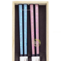 Boite baguette bois naturel japonaise rouge et bleu sakura 
