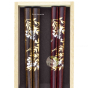 Baguettes fleurs de cerisier torsadées japonaises bois naturel coffret cadeau