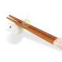Support fait main oiseau en verre blanc baguettes bambous japonaises