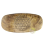 Banc fixe méditation gravé fleur de vie bois de manguier 
