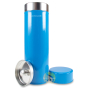 Boite ronde métallique double couvercle 100g bleu glossy