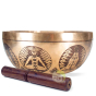 Bol gravé Bouddha 7 chakras et double dorjé symbole tibétain chantant 659g