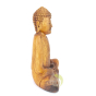 Statue bois méditation bouddha assis lotus