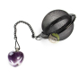 Boule à thé noir et cœur d'améthyste pour infuser