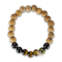 Bracelet œil de tigre et bois de santal de 50mm avec élastique