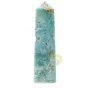 Pierre turquoise des caraïbes Obélisque calcite collection minéraux