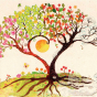 Carte postale arbre 4 saisons en papier FSC organic avec enveloppe encre 100% naturelle