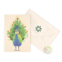Carte postale avec enveloppe organic paon papier FSC encre 100% naturelle