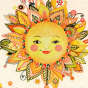 Carte postale soleil en papier FSC organic avec enveloppe encre 100% naturelle 