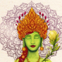 Carte postale Bodhisattva Tara verte papier FSC organic