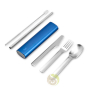 Couverts nomades en acier inoxydable avec étui aluminium whale blue Chilly's bottle