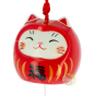 Carillon céramique neko daruma rouge tradition japonaise