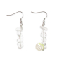 Boucle d'oreilles femme réglable cristal de roche en pierre minérale 