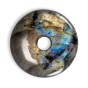 Pendentif labradorite donut 30 mm pierre naturelle bijoux pi chinois