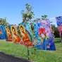 Guirlandes tibétaines Bouddha et lotus 7 drapeaux colorés