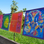 Ganesh guirlande drapeaux divinité symbole lotus