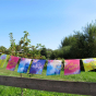 Drapeaux Om mani padme hum guirlande mantras prières tibétaines