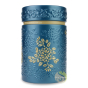 Boite vide à thé ronde embossée Eigenart Yumiko bleu petrol double couvercle