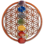 Plateau fleur de vie bois 7 chakras pierres minérales