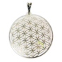 Fleur de vie argenté bijou onde de forme pendentif 40 mm