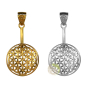 Attache pi chinois fleur de vie porte donut argent 925e , plaqué or 