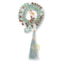 Mala aventurine et bois de santal 108 avec charme OM et feuille en argent 925