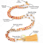 Mala bois de santal et cornaline avec explication des perles 6mm